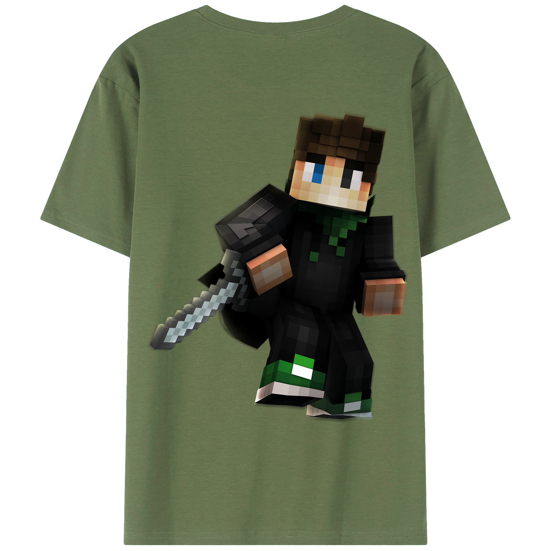 （画像用） マインクラフト ブロックの世界 Minecraft MC Block world 綿100％ メンズ半袖Tシャツ（バックプリント） 通気性